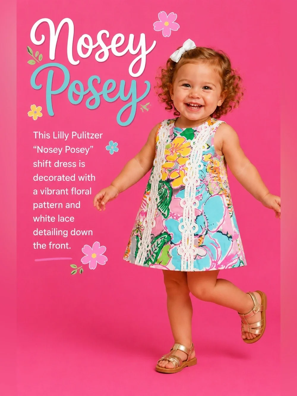 Lilly Pulitzer x Target Nosey Posey Toddler Girls Floral Shift Dress, 12 m, EUC!